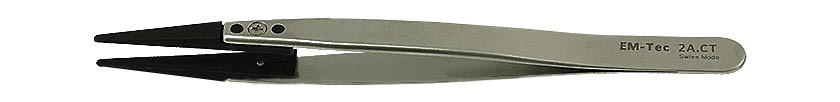 50-007020-EM-Tec 2A-CT ESD safe carbon fiber replaceable tip tweezers-flat wide tips